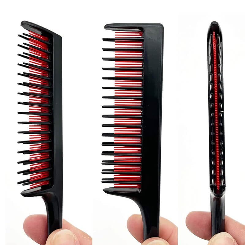 Back of LLTGMV hair styling tool showing pointed sectioning tail