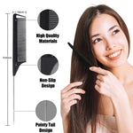 Ten assorted color rat tail combs spread out
