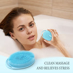 Textured reverse side of Pqruu silicone body scrubber for massage