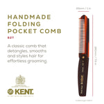Kent 82T folding hair comb closed position showing the dark brown tortoiseshell finish
