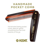 Kent authentic handmade super fine folding comb being used to style a mustache