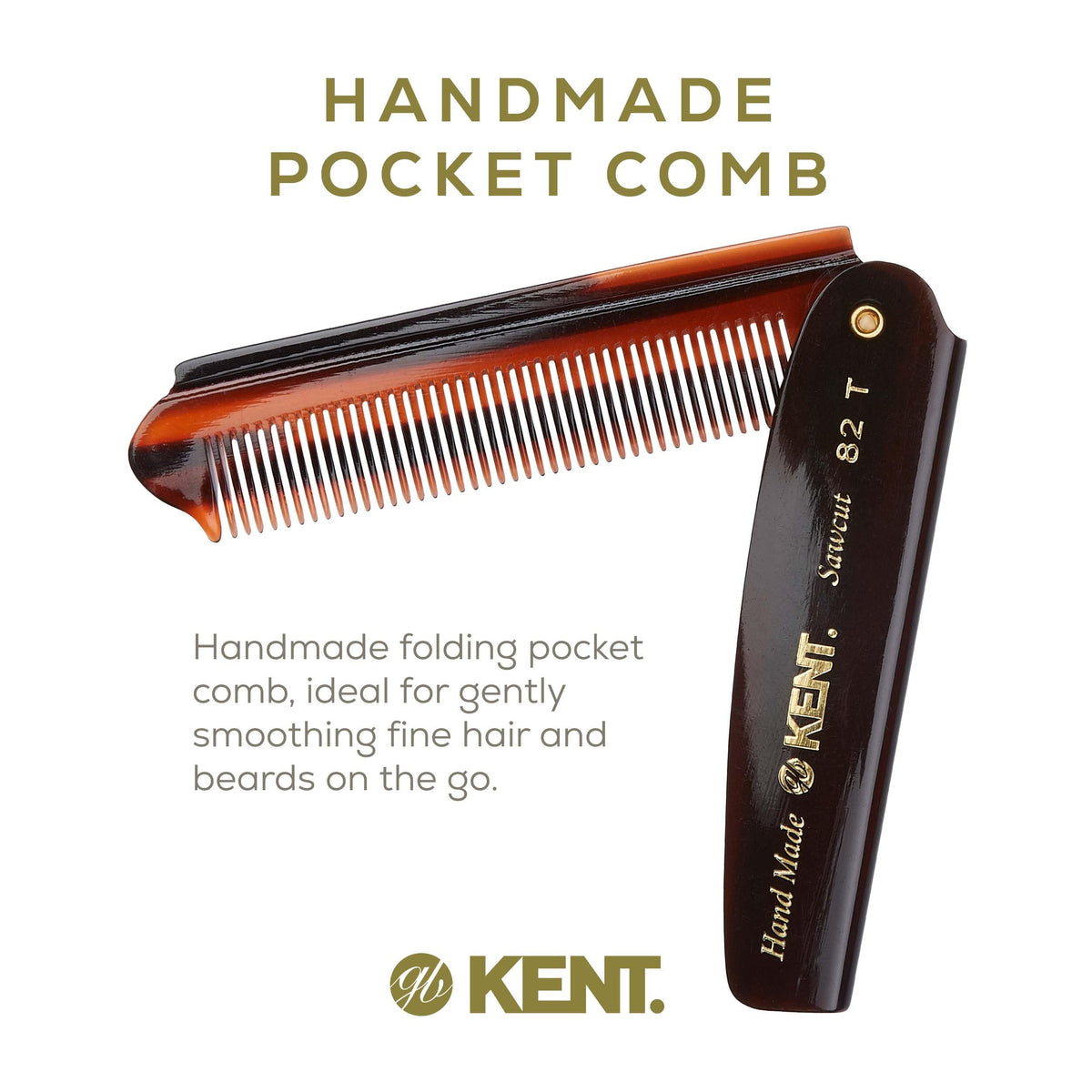 Kent authentic handmade super fine folding comb being used to style a mustache