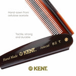 Close up of the hand polished rounded teeth on the Kent 82T folding comb