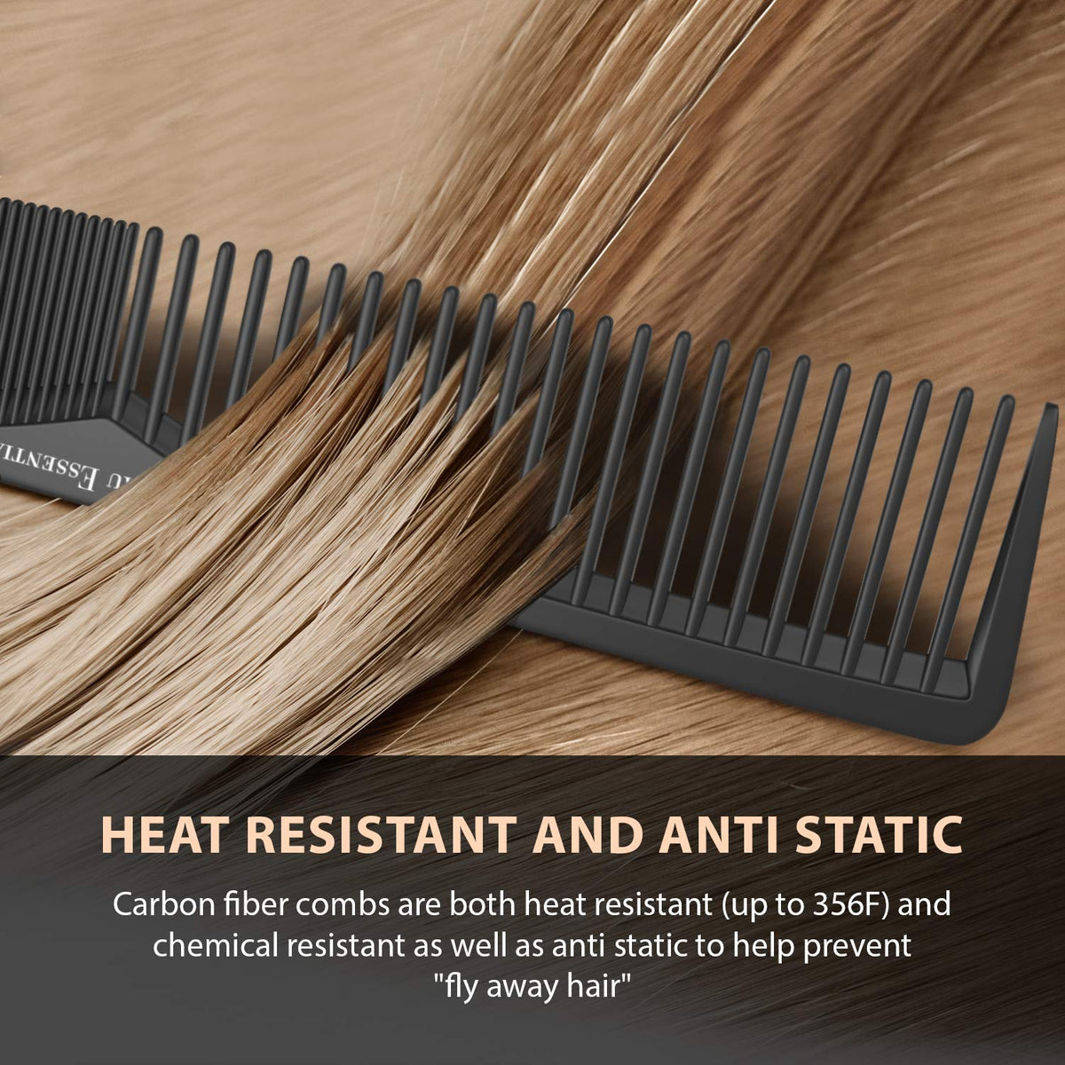 Bardeau Essentials anti static comb showing fine and wide teeth