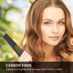 Hand holding Bardeau Essentials professional carbon fiber styling comb