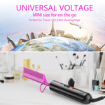 Side profile of portable pink DAN Technology pressing comb