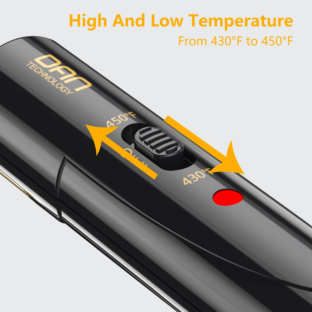 Dan Technology hot comb showing temperature control settings