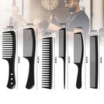 Full collection of Kolavia black hair styling combs arranged
