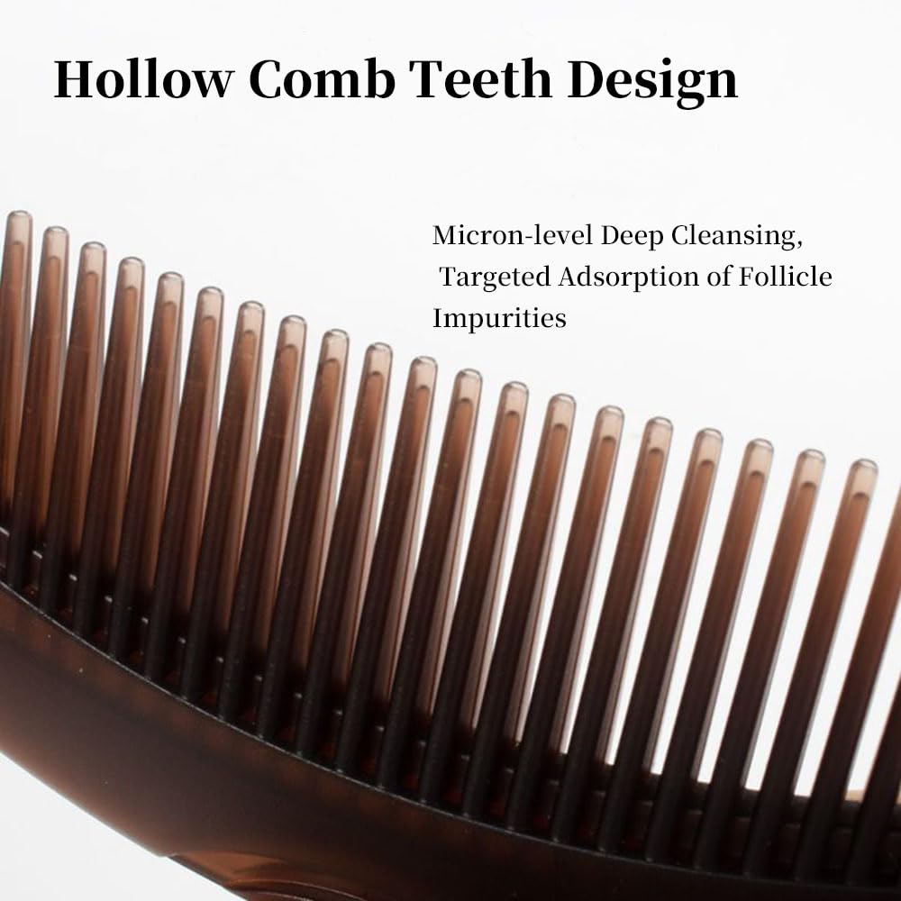 Amzwish scalp detox comb showing hollow teeth mechanism