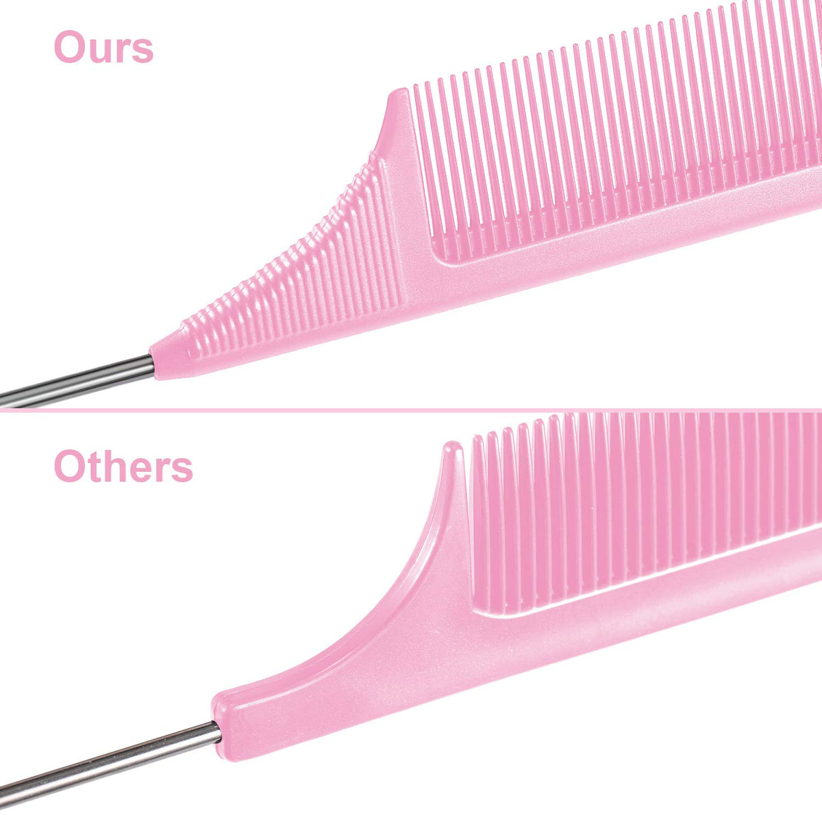 Fine tooth detail of Leinuosen heat resistant teasing comb