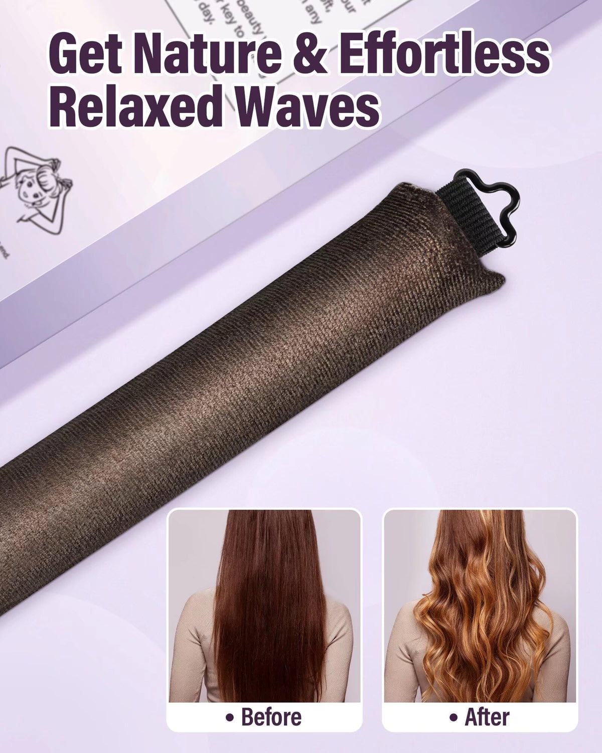 Three pieces brown satin curling blowout rods for damage free styling