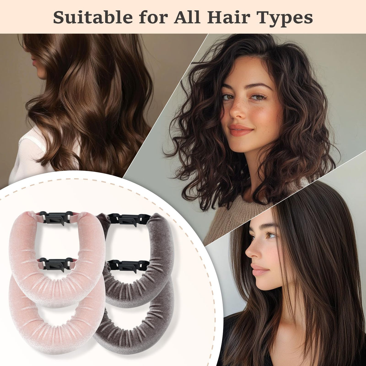 Side view of the soft velvet hair curlers showing their jumbo thickness for voluminous curls.