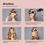 The Hair Edit thermal rollers being applied to damp hair for a heatless blowout look