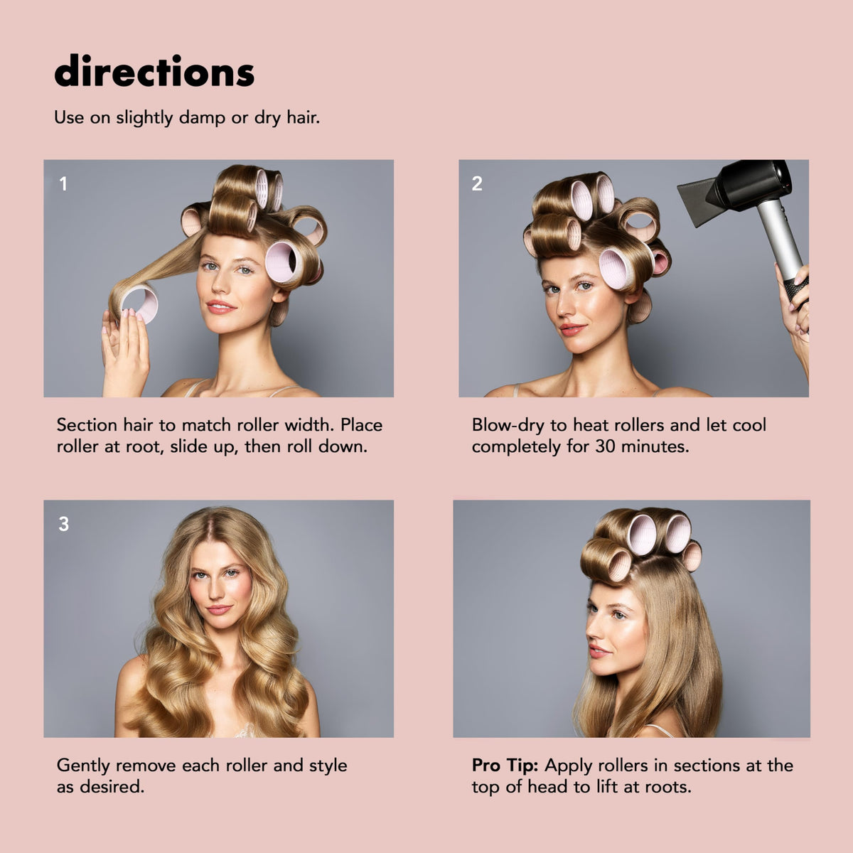 The Hair Edit thermal rollers being applied to damp hair for a heatless blowout look