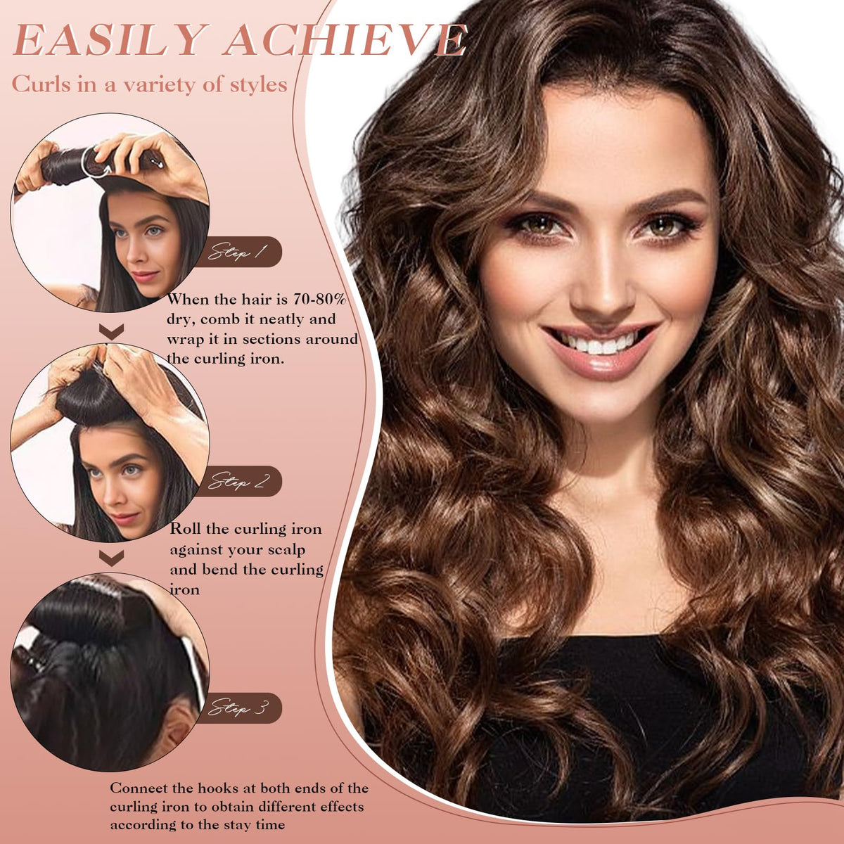 Close up look at the soft velvet texture of the non slip hair curler rods