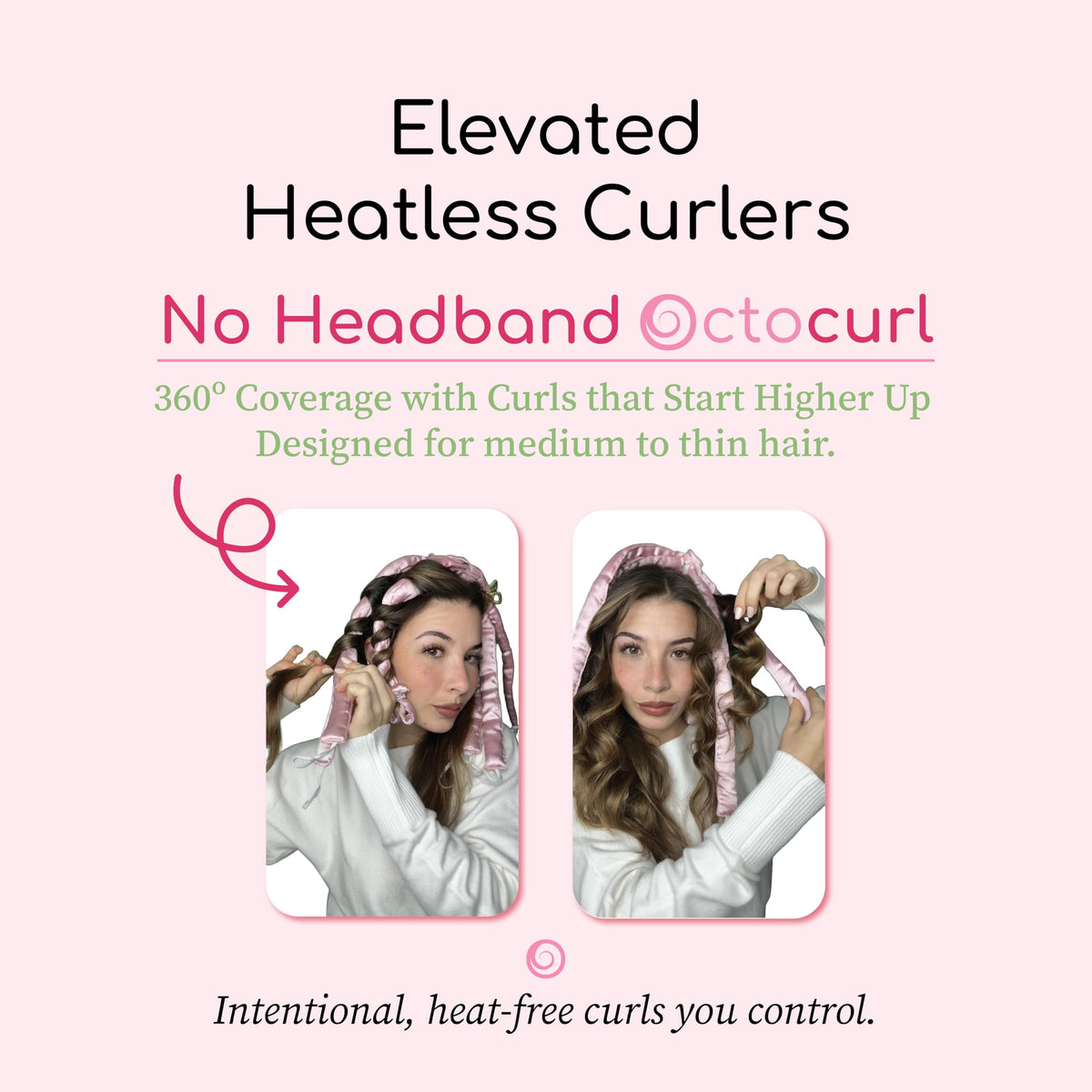 Close up of the twelve detachable curling strips on the octopus heatless wrap.