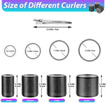 Shynek black volume rollers pack neatly organized inside the included clear travel storage bag