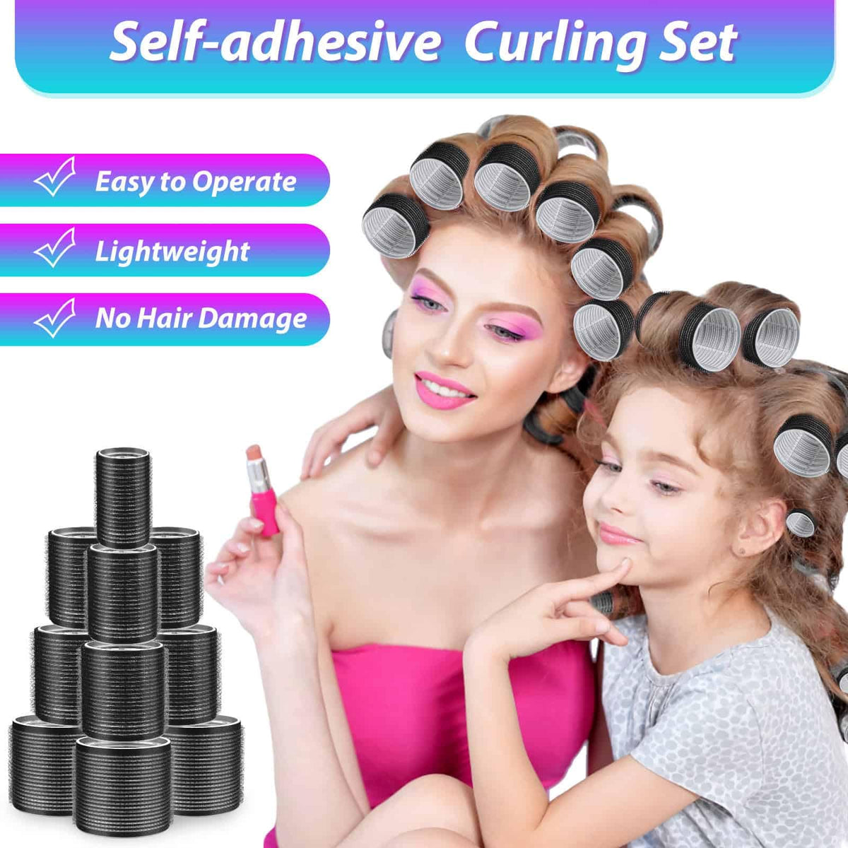Shynek professional hair rollers displaying the textured nylon fiber material for non-slip grip