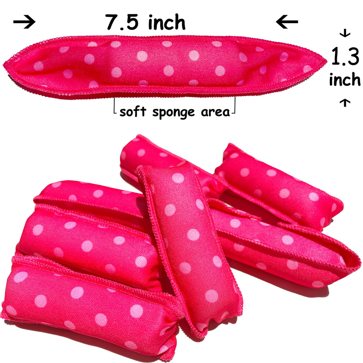Close up look of the flexible soft pillow hair curlers material and satin texture.