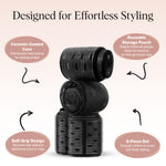 Authentic USA imported Kitsch black hair rollers in assorted sizes