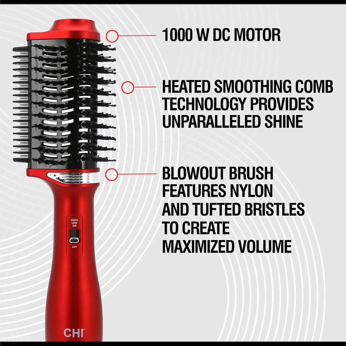 CHI 2 in 1 hair styling tool showing the heated comb technology close up