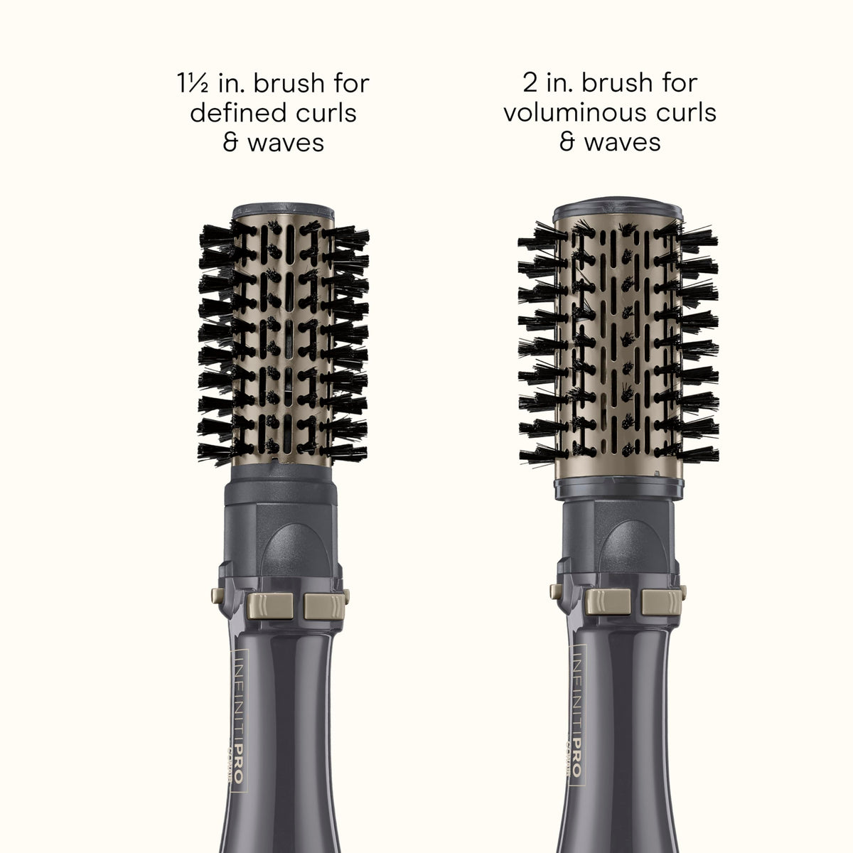 Conair InfinitiPro rotating hot air brush close up of the tangle-free antistatic bristles.