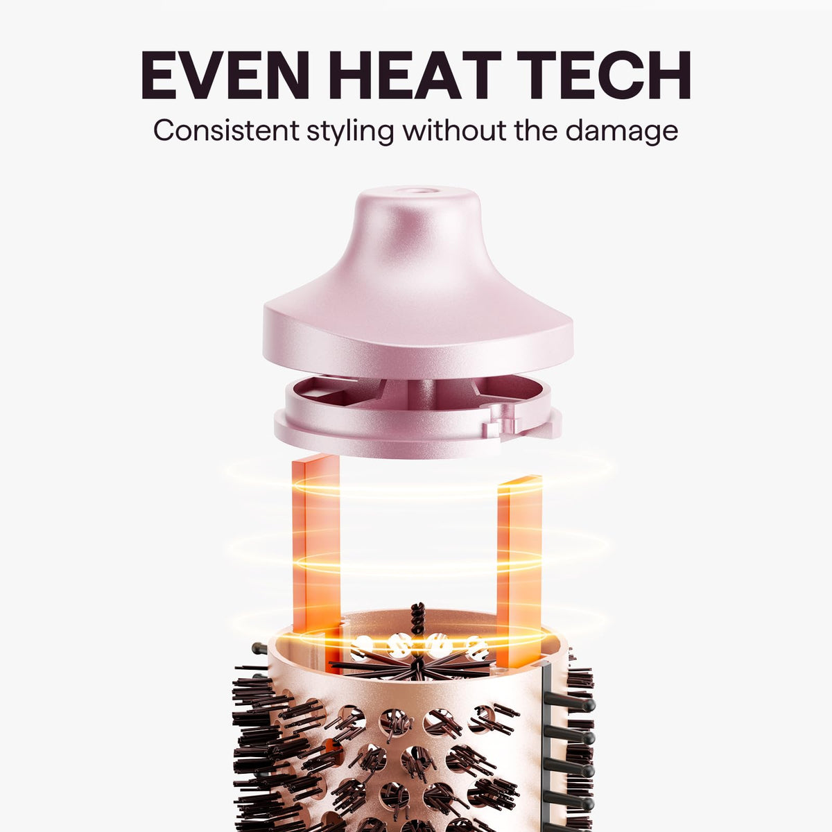 Pink travel friendly dual voltage thermal styling brush set packaging layout.