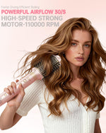 High speed blow dryer brush showing the detailed design of the ceramic coated ionic barrel.