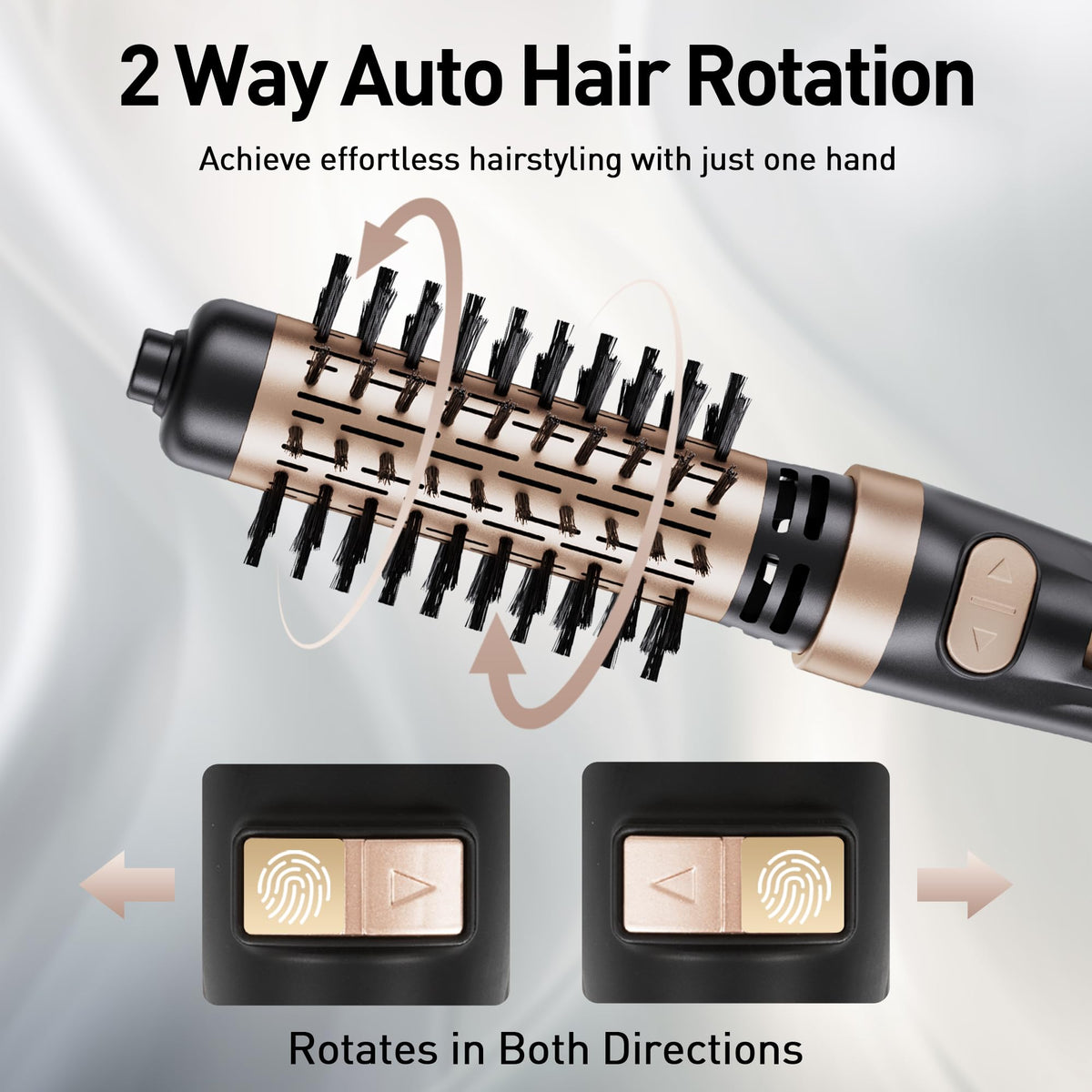 Beautimeter ionic blow dryer brush showing the black and gold ceramic barrel