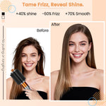 Top view of the upgraded square tip design for easy handling during hair styling.