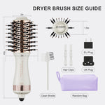 Side profile of the compact two inch mini hot air brush highlighting its lightweight and travel friendly dimensions.