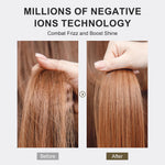 Olaermoso automatic dual voltage hair styling tool demonstrating sleek straightening and curling capabilities on hair strands.