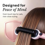 Premium packaging and blush pink design of the L'ANGE HAIR digital hair straightener brush.