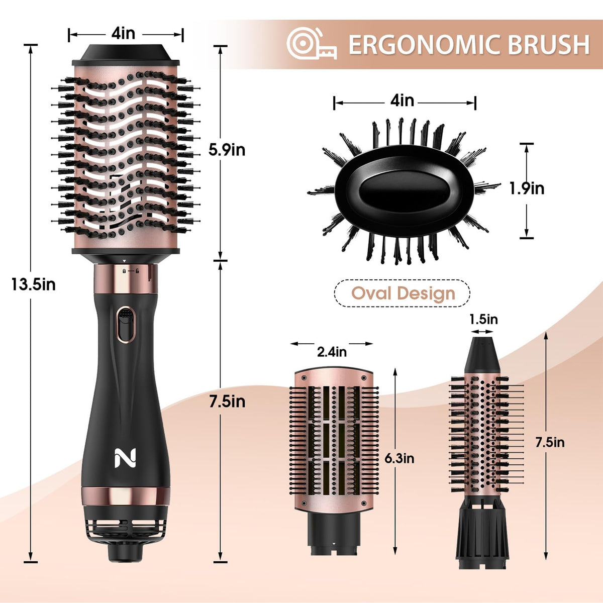 Natrial multi styler blow dryer showing the base with the three stage temperature control switch