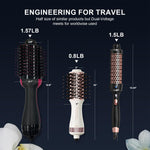 Madremía dual voltage hair straightener and curler brush showing the ergonomic handle and heat setting switch