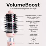 L'ANGE HAIR VolumeBoost blowout brush close up on the sixty millimeter ceramic barrel infused with coconut oil