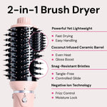 L'ANGE HAIR professional volumizing hot air brush angled view displaying the dual bristle pattern for detangling