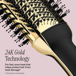 Close-up view of the 24K Gold technology barrel on the Hot Tools professional one-step blowout styler.