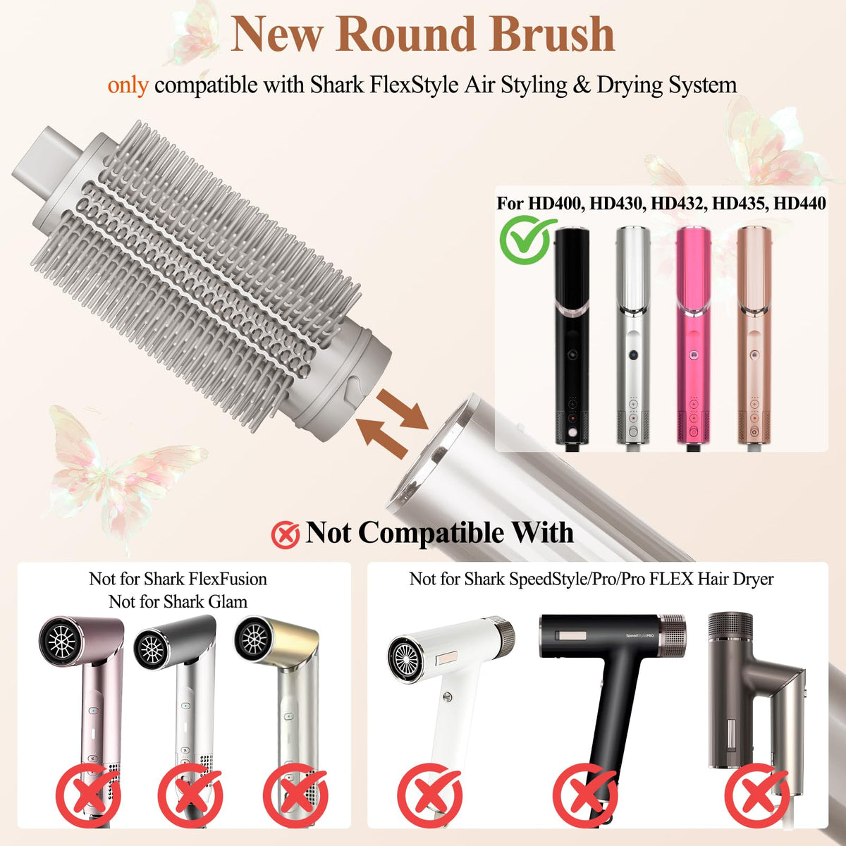 AFDD round brush attachment for blow dryers showcasing the reinforced connection joint.