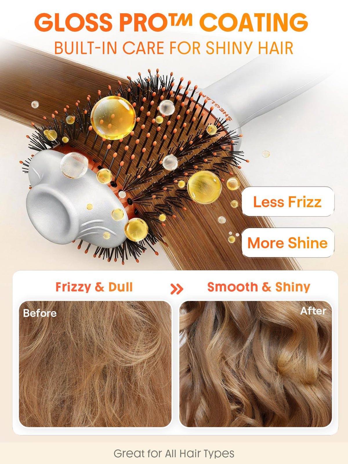 Side view angle of the lightweight SHEGLAM hair styling tool with US plug attachment