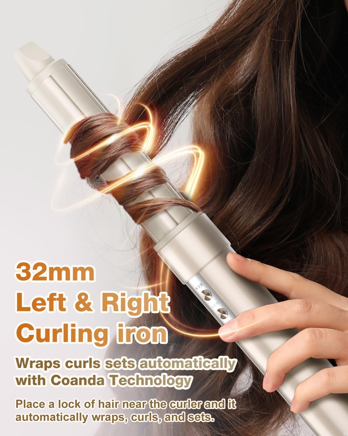 7MAGIC gold multi-styler showing the auto wrap curling barrel attachment for salon quality curls