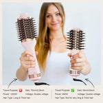 Portable travel friendly blow brush side view highlighting the sleek profiling for easy packing