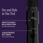 Hot Tools black heated styling brush curl release switch detail