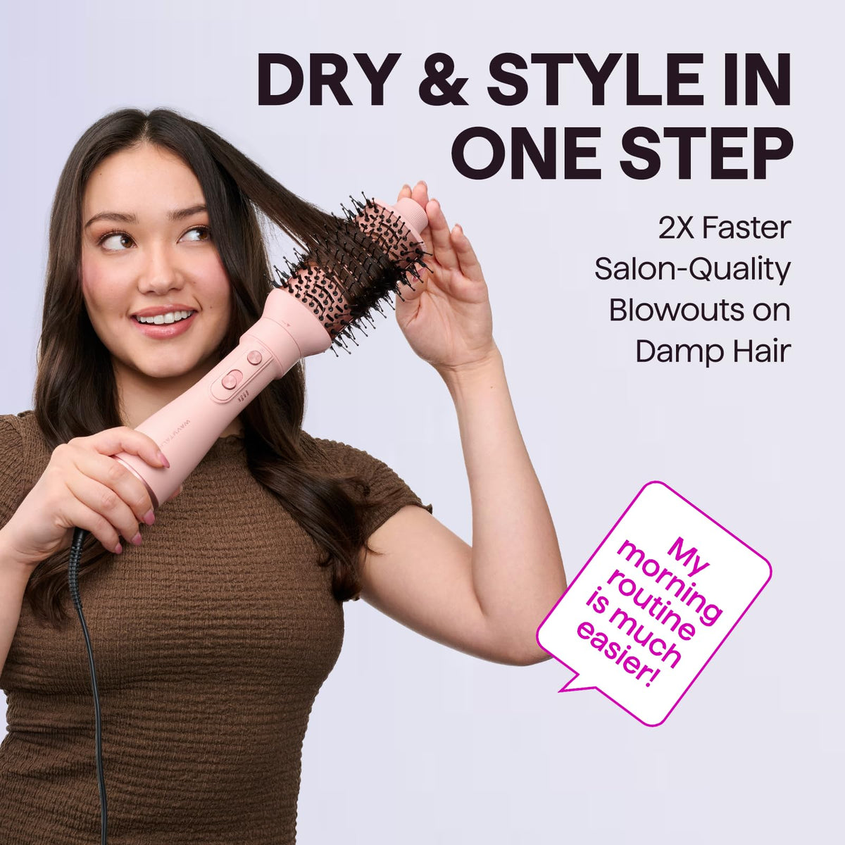 Wavytalk multi hair styler wand with five interchangeable brush and nozzle attachments laid out.