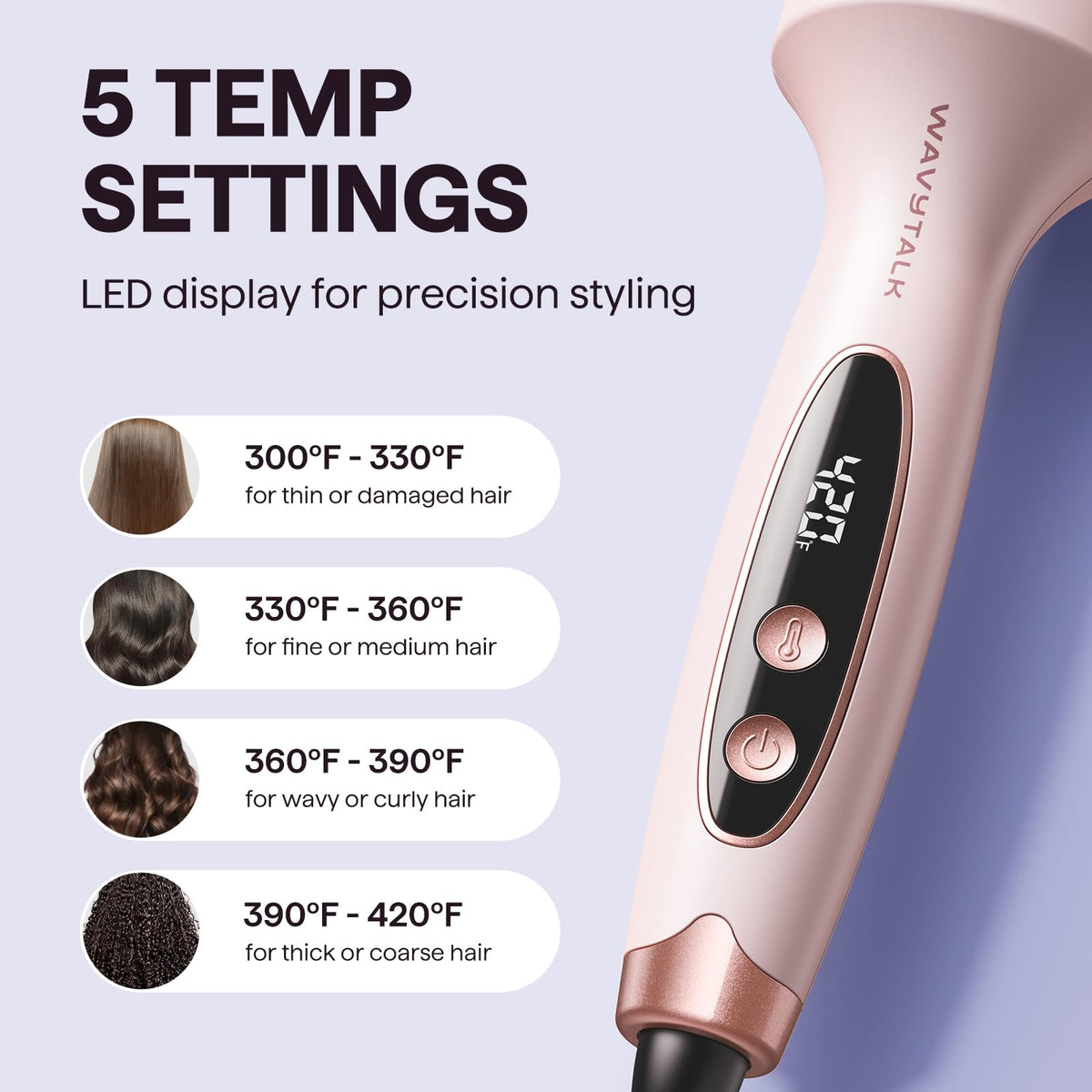 Wavytalk blowout boost grande dual voltage hair tool side view