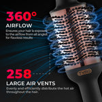 TYMO hair straightener brush displayed with its sleek packaging and included salon accessories.