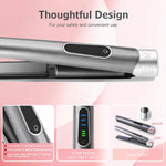 DESIPESI travel hair straightener placed next to its Type-C USB charging cable illustrating global compatibility