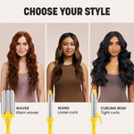 Drybar 1.25 inch classic curling iron attachment connected to the main styling handle