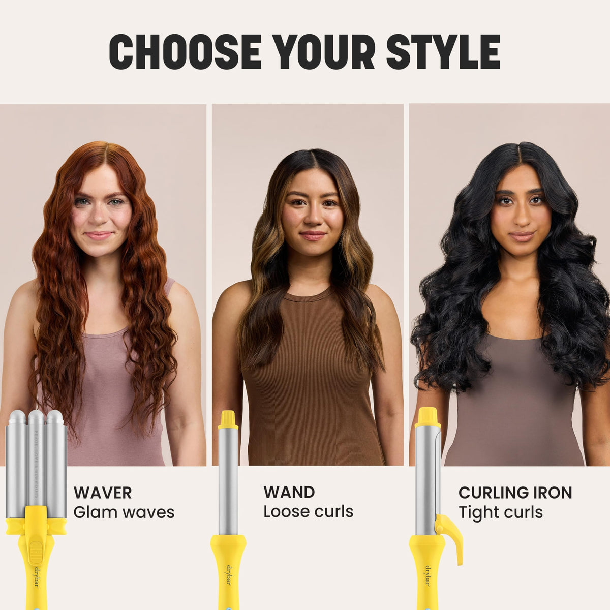 Drybar 1.25 inch classic curling iron attachment connected to the main styling handle