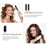 Detachable air curler heads being swapped on the Trylater hot air styler handle